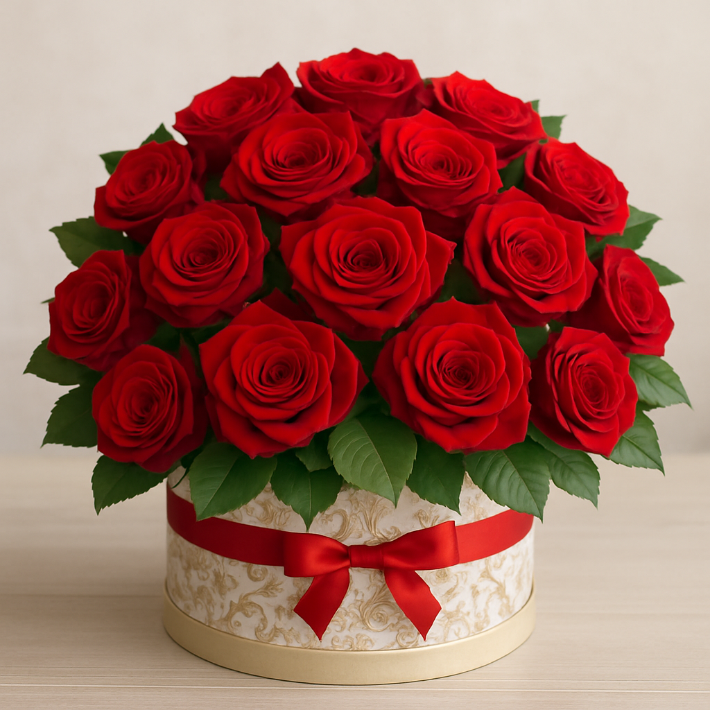 A stunning arrangement of red roses