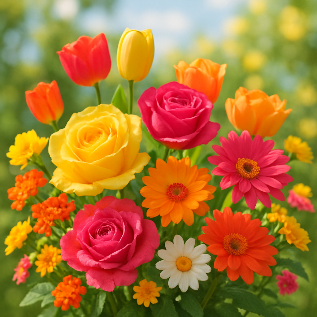 A vibrant arrangement of colorful flowers
