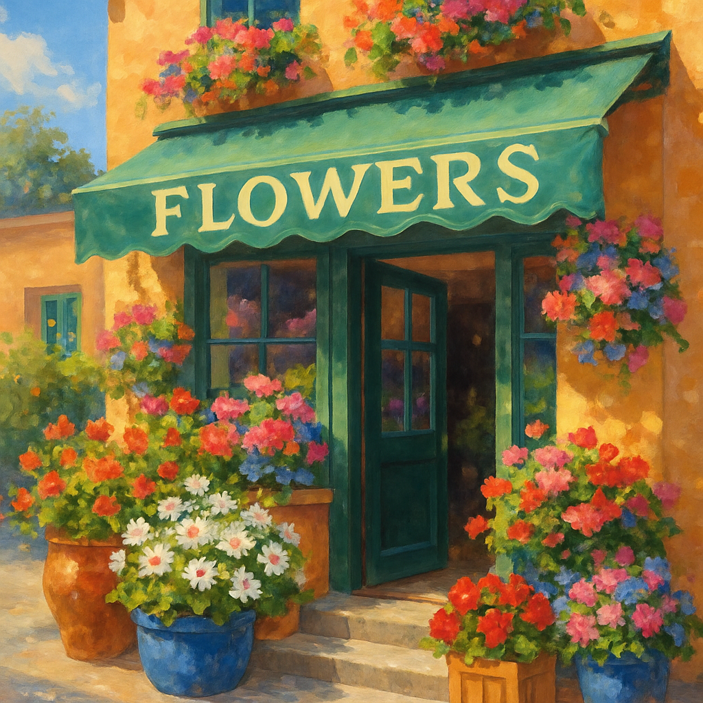 A beautiful flower shop exterior