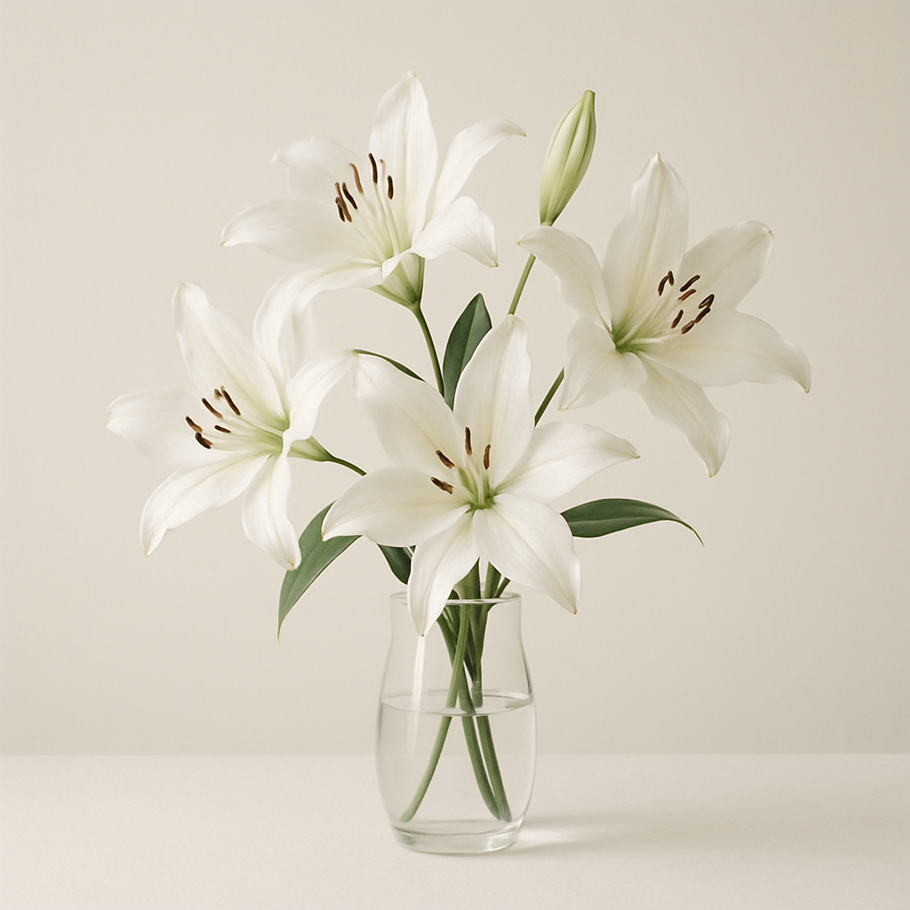 A delicate arrangement of white lilies